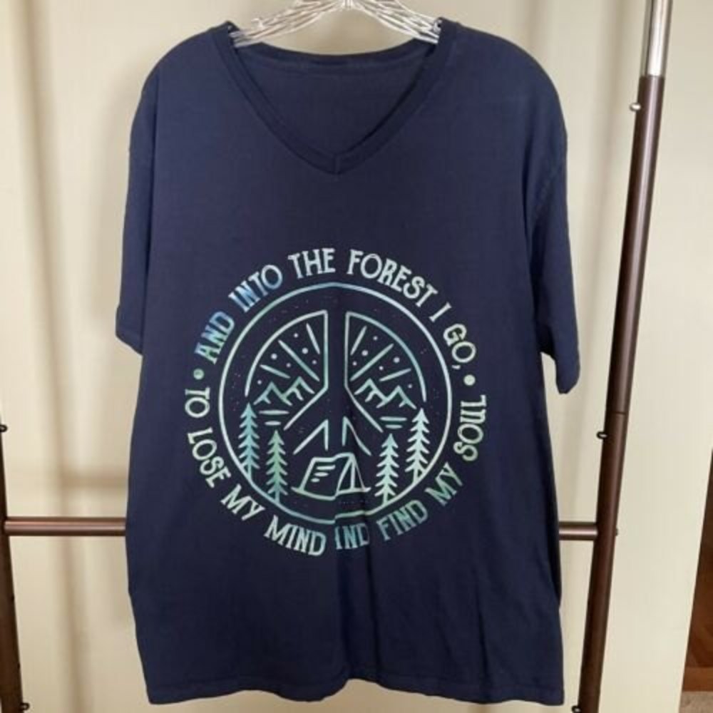 Into the Forest I Go, To Lose My Mind and Find My Soul Women's Tshirt Large Navy